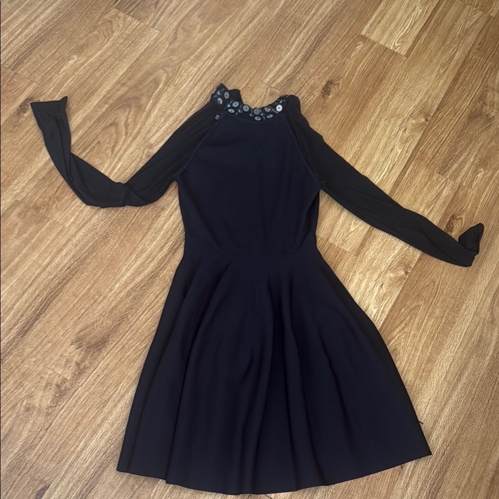 RACHEL Rachel Roy Black Mock Neck Fit and Flare Dress